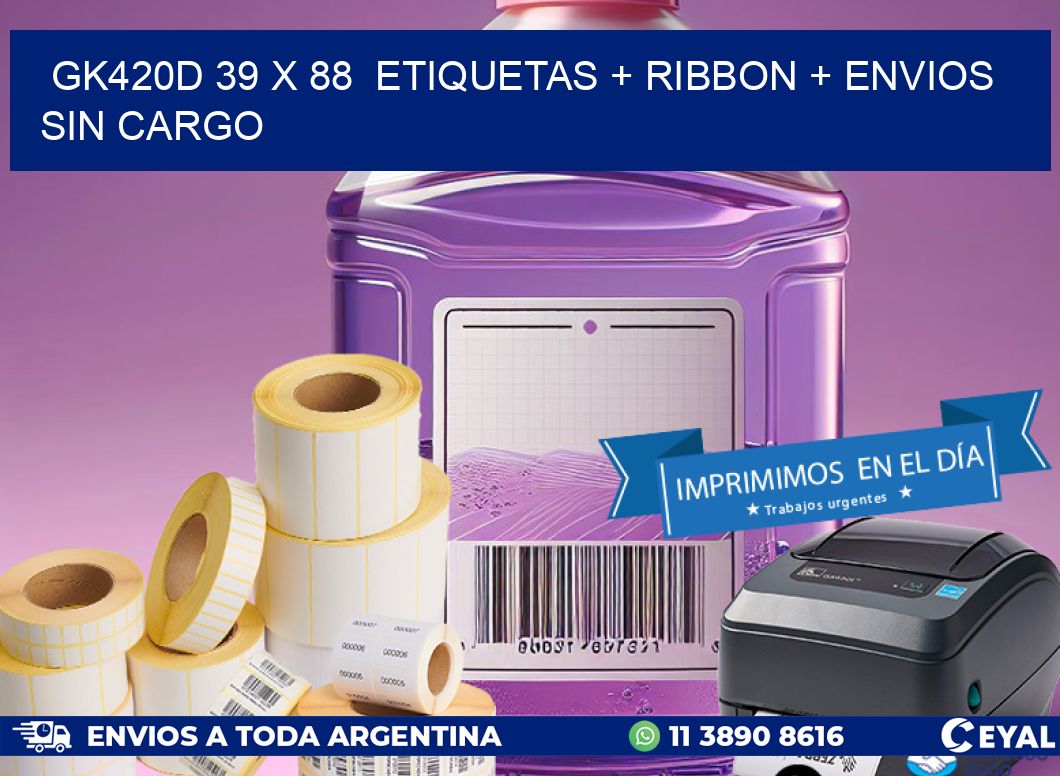 GK420D 39 x 88 etiquetas + ribbon + envios sin cargo