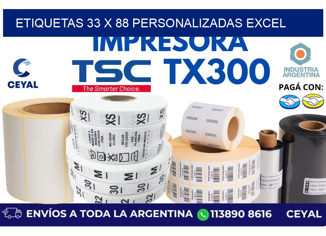 etiquetas 33 x 88 personalizadas excel