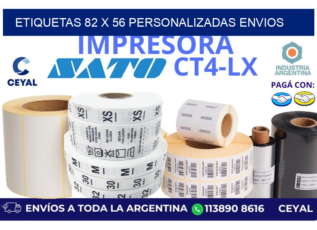 etiquetas 82 x 56 personalizadas envios