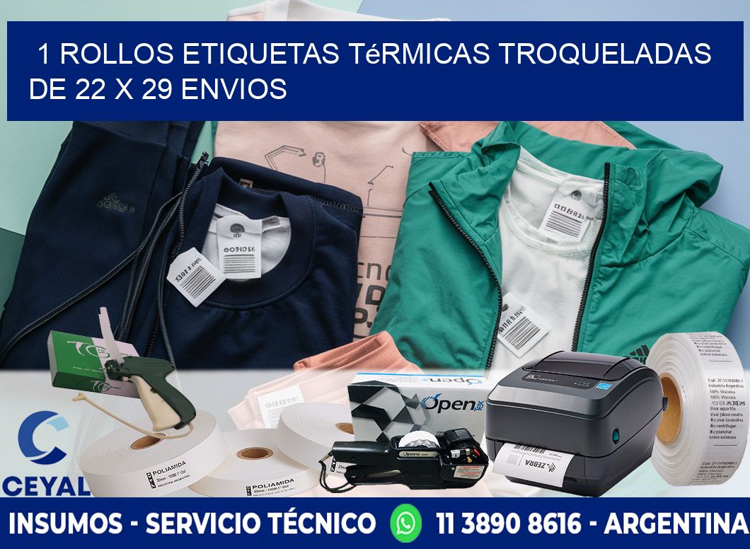 1 Rollos Etiquetas Térmicas Troqueladas De 22 x 29 ENVIOS