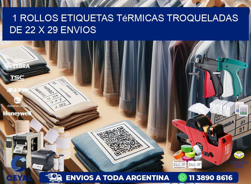 1 Rollos Etiquetas Térmicas Troqueladas De 22 x 29 ENVIOS