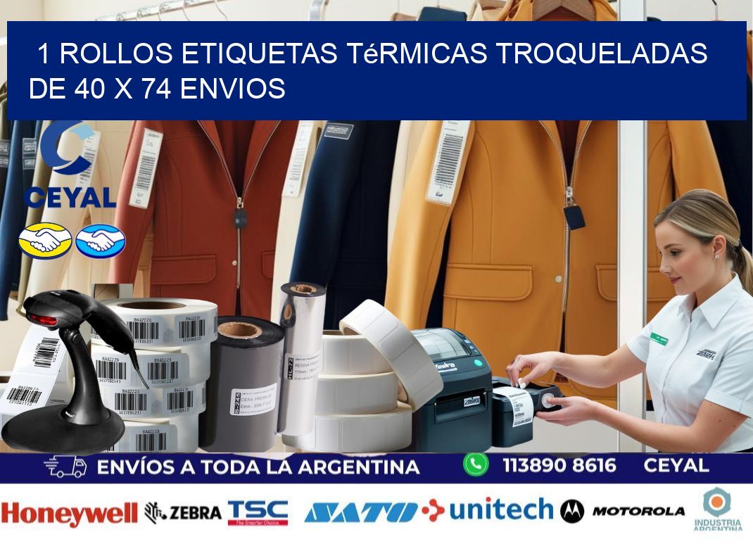 1 Rollos Etiquetas Térmicas Troqueladas De 40 x 74 ENVIOS