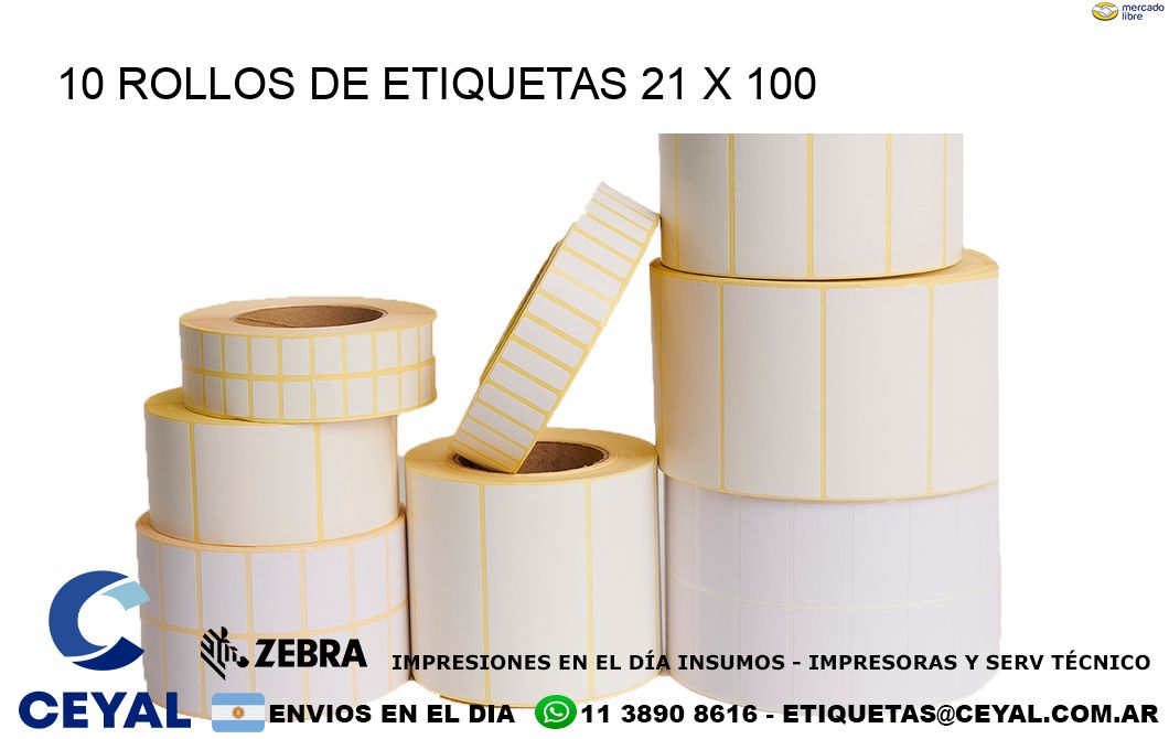 10 ROLLOS DE ETIQUETAS 21 x 100