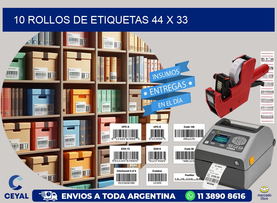10 ROLLOS DE ETIQUETAS 44 x 33