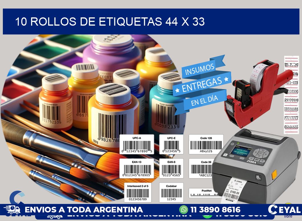 10 ROLLOS DE ETIQUETAS 44 x 33
