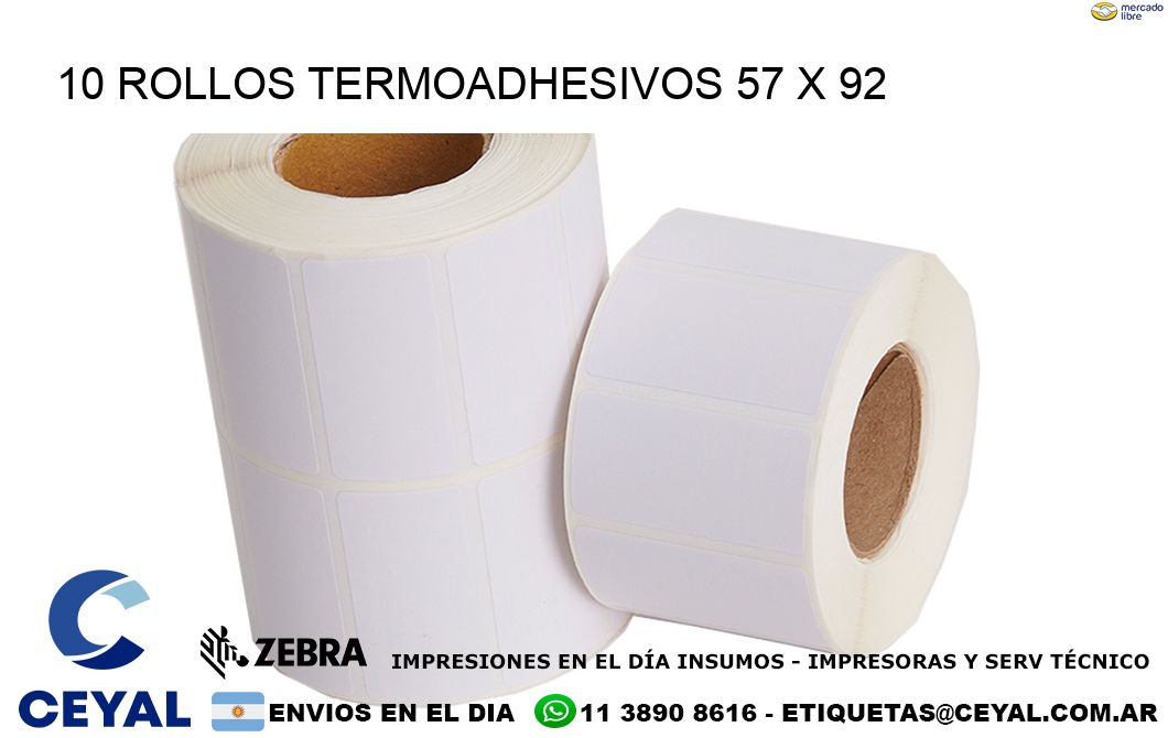10 ROLLOS TERMOADHESIVOS 57 x 92
