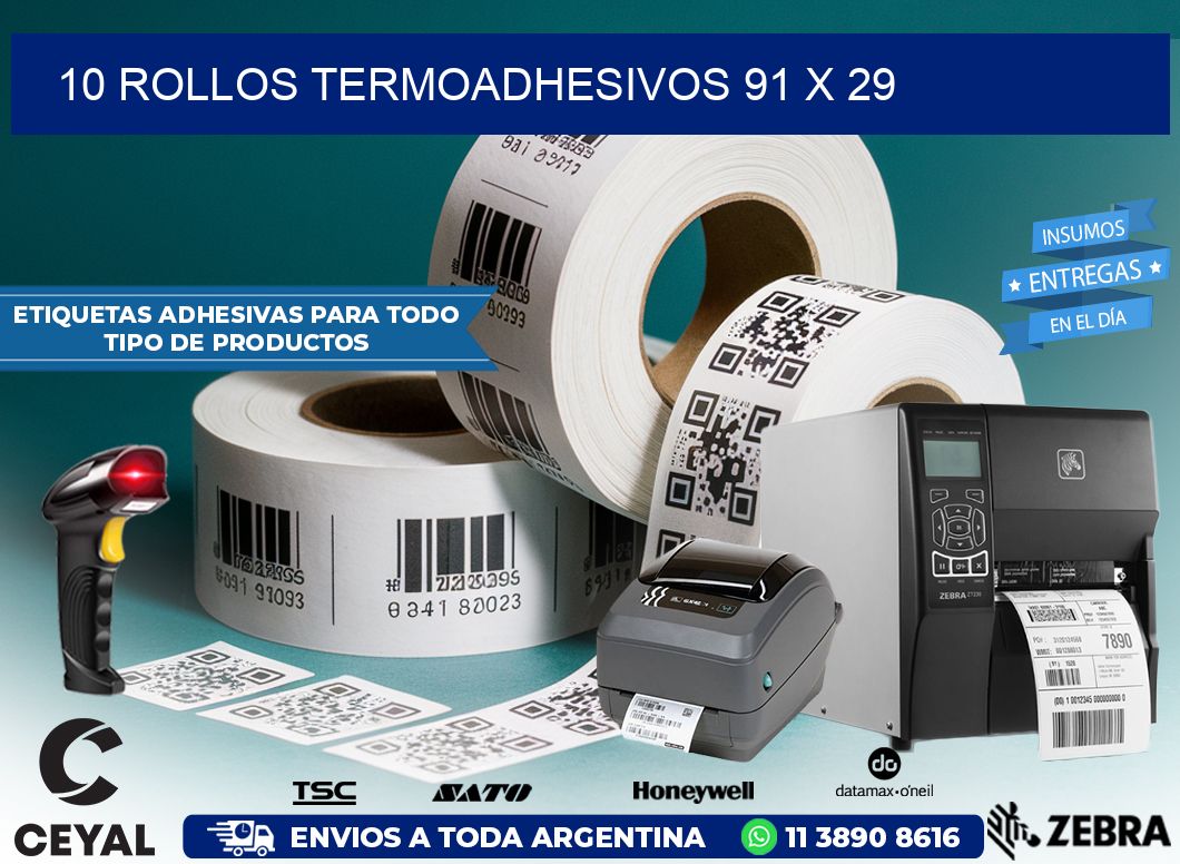 10 ROLLOS TERMOADHESIVOS 91 x 29