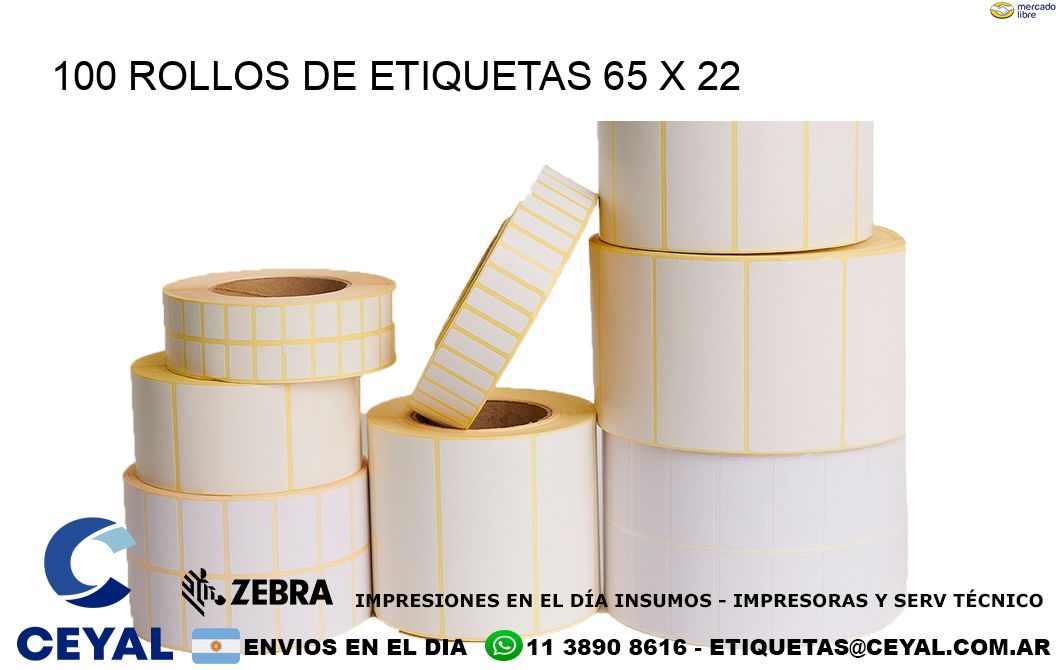 100 ROLLOS DE ETIQUETAS 65 x 22