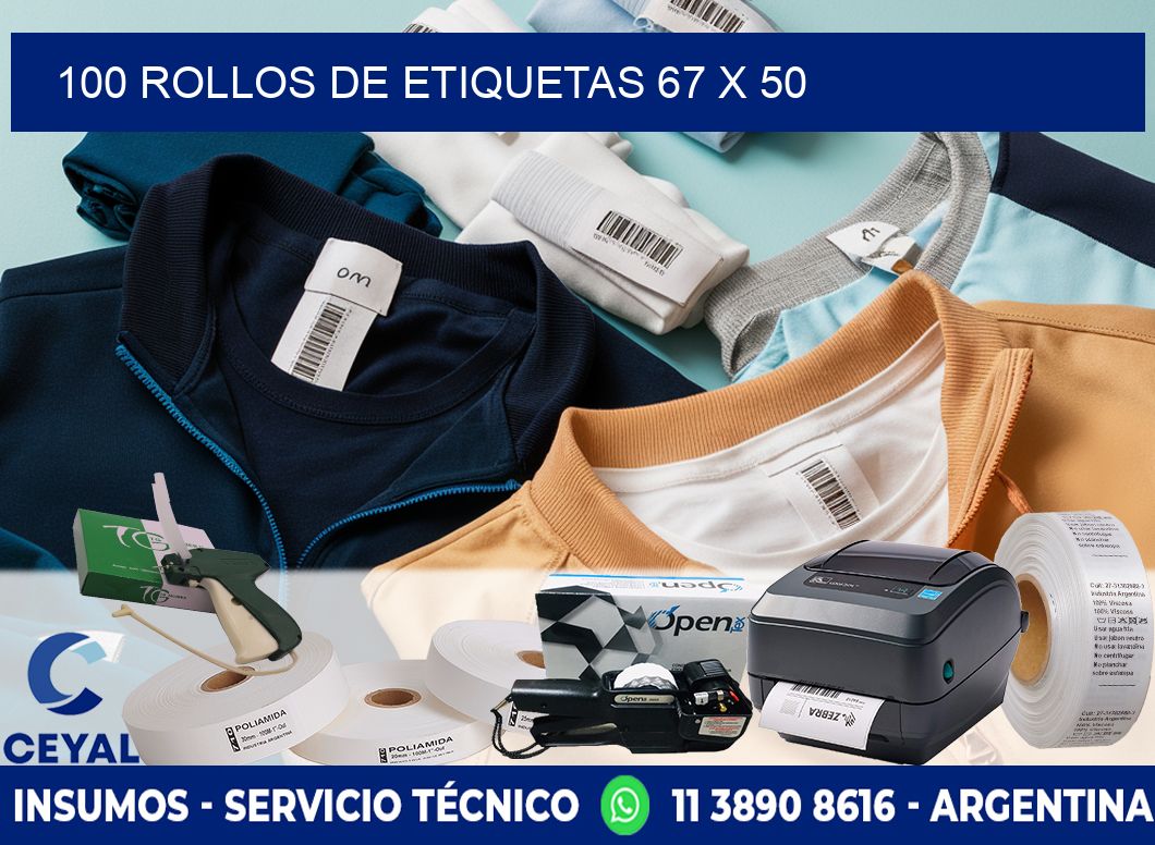 100 ROLLOS DE ETIQUETAS 67 x 50