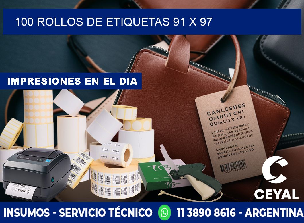 100 ROLLOS DE ETIQUETAS 91 x 97