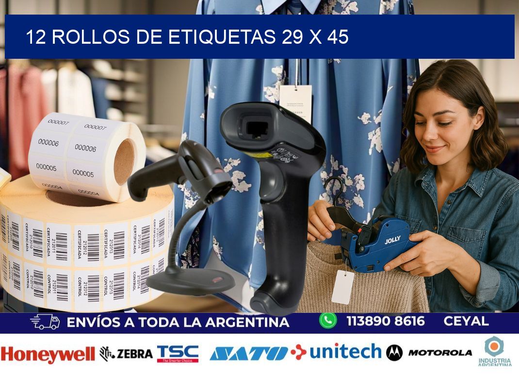12 ROLLOS DE ETIQUETAS 29 x 45