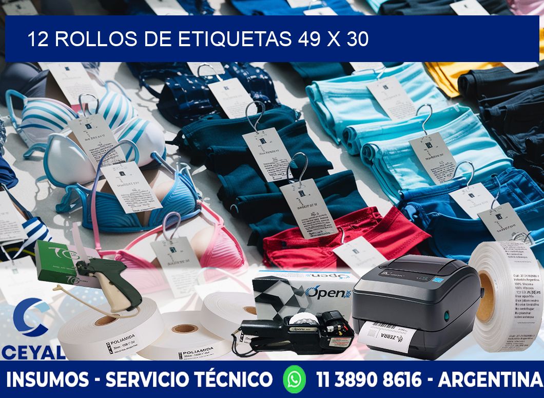 12 ROLLOS DE ETIQUETAS 49 x 30