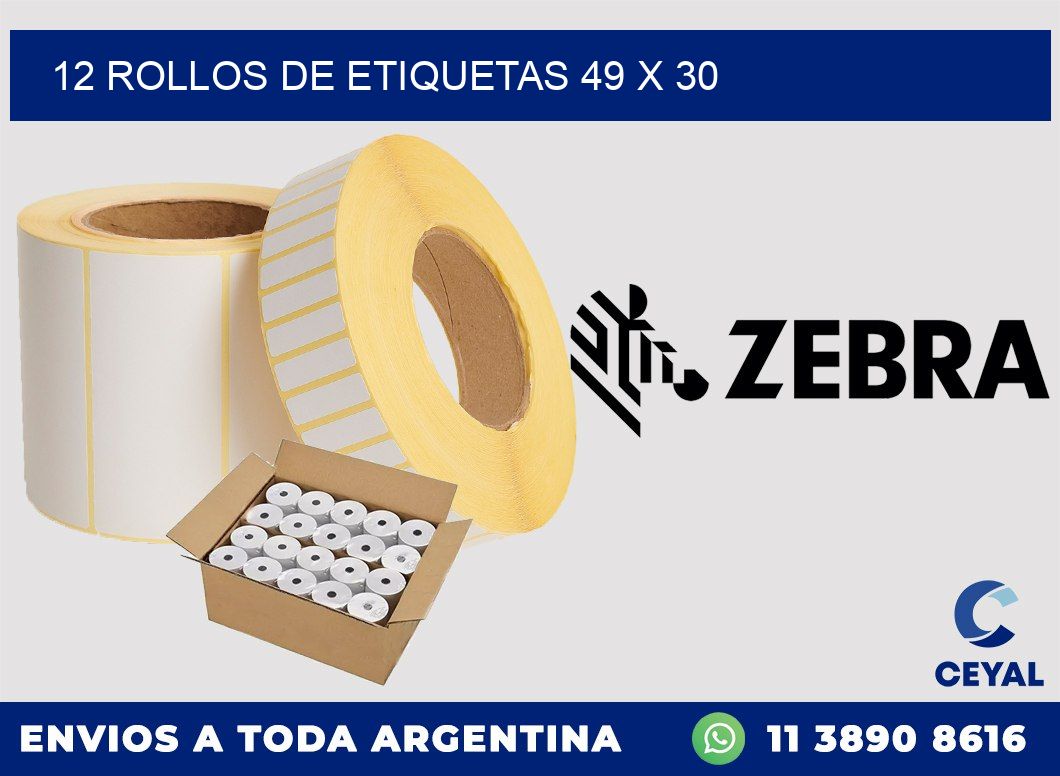 12 ROLLOS DE ETIQUETAS 49 x 30