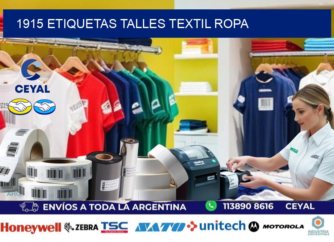 1915 ETIQUETAS TALLES TEXTIL ROPA