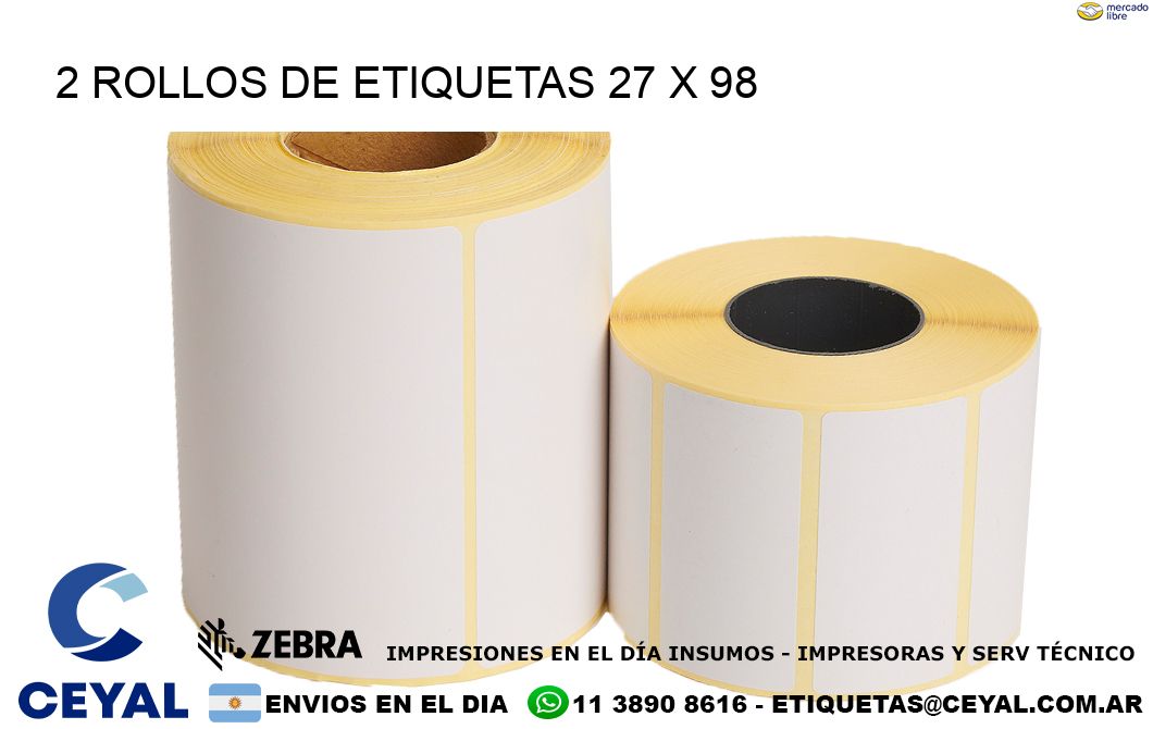 2 ROLLOS DE ETIQUETAS 27 x 98