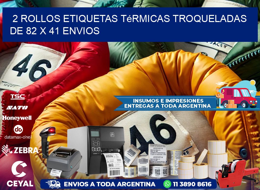 2 Rollos Etiquetas Térmicas Troqueladas De 82 x 41 ENVIOS