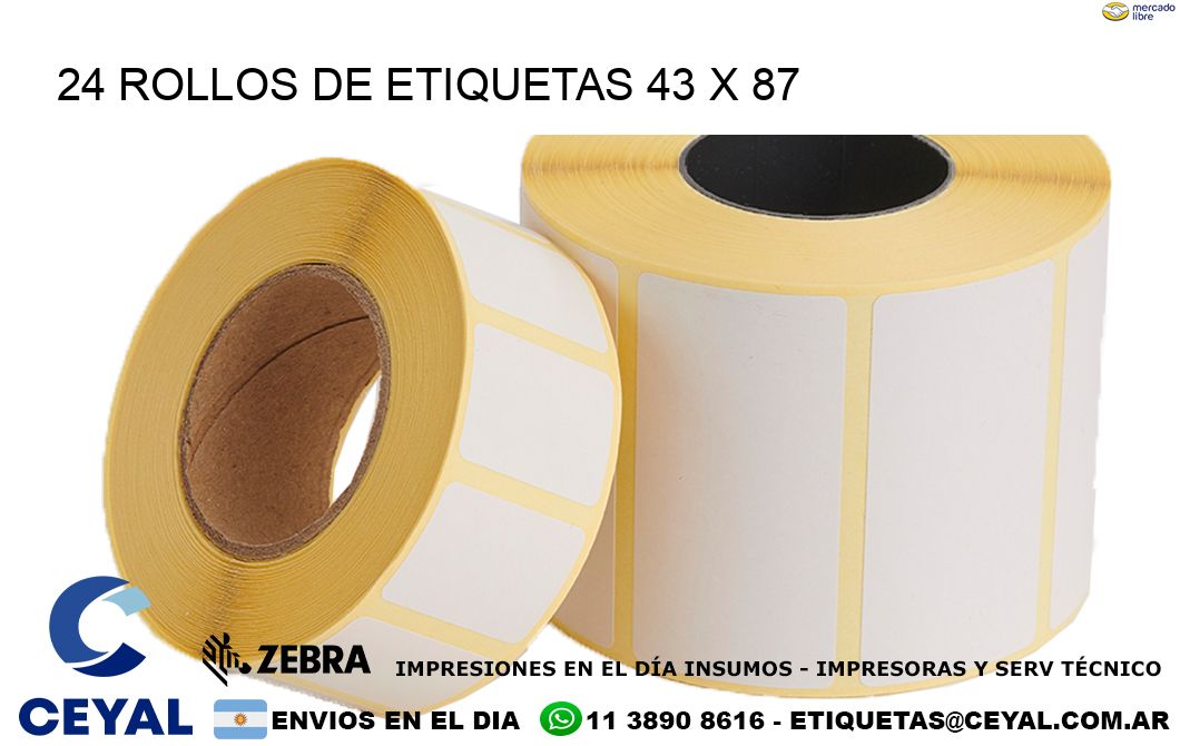 24 ROLLOS DE ETIQUETAS 43 x 87