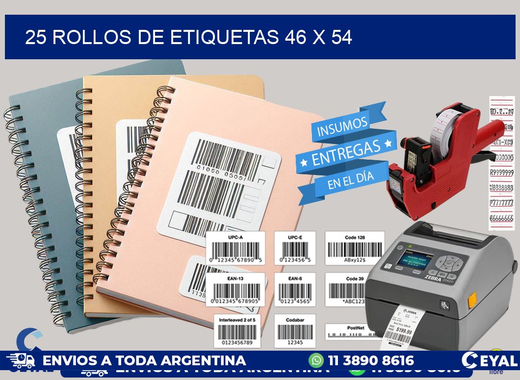 25 ROLLOS DE ETIQUETAS 46 x 54
