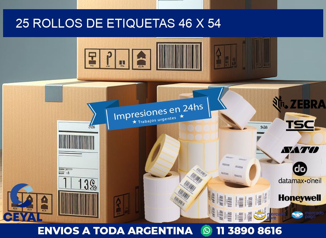 25 ROLLOS DE ETIQUETAS 46 x 54