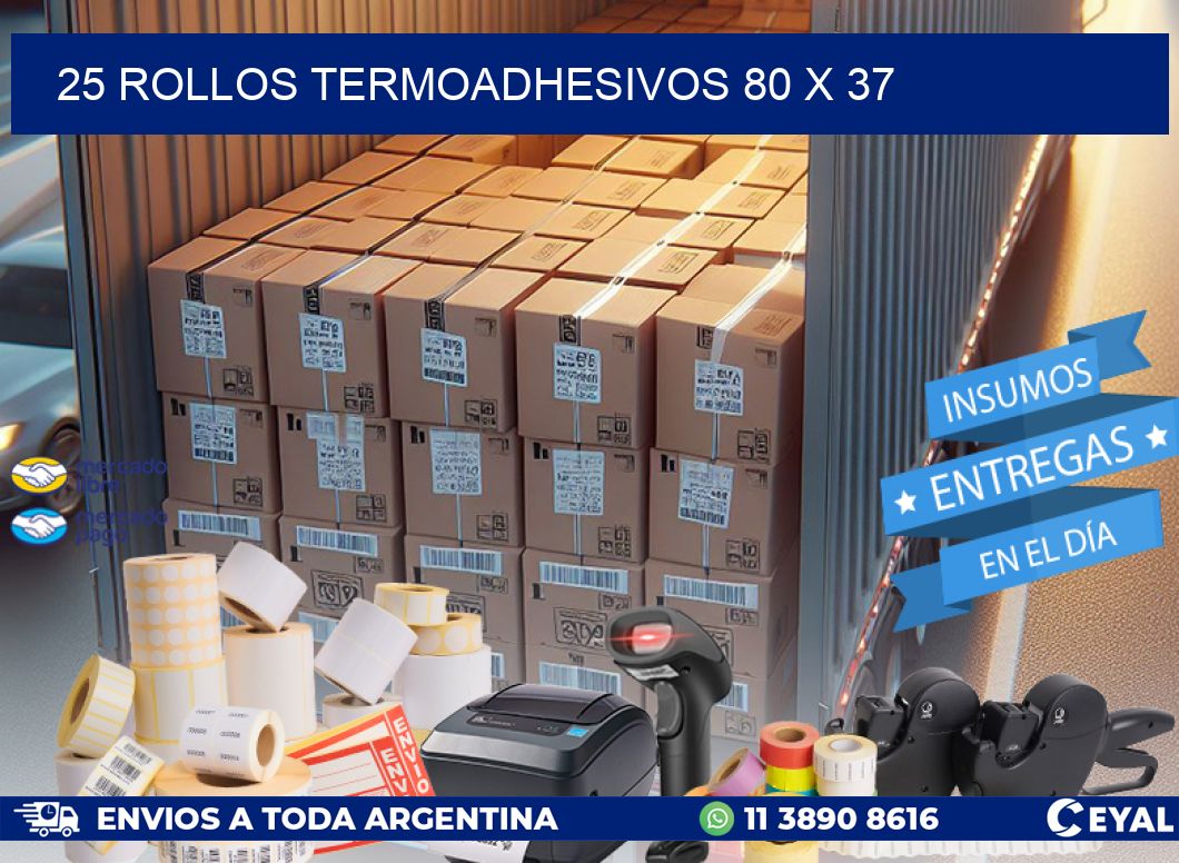 25 ROLLOS TERMOADHESIVOS 80 x 37