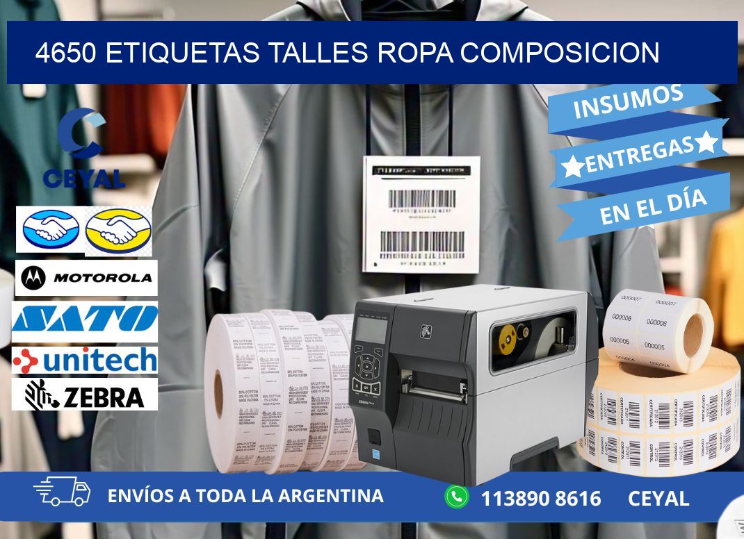 4650 ETIQUETAS TALLES ROPA COMPOSICION