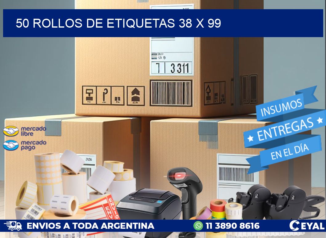 50 ROLLOS DE ETIQUETAS 38 x 99