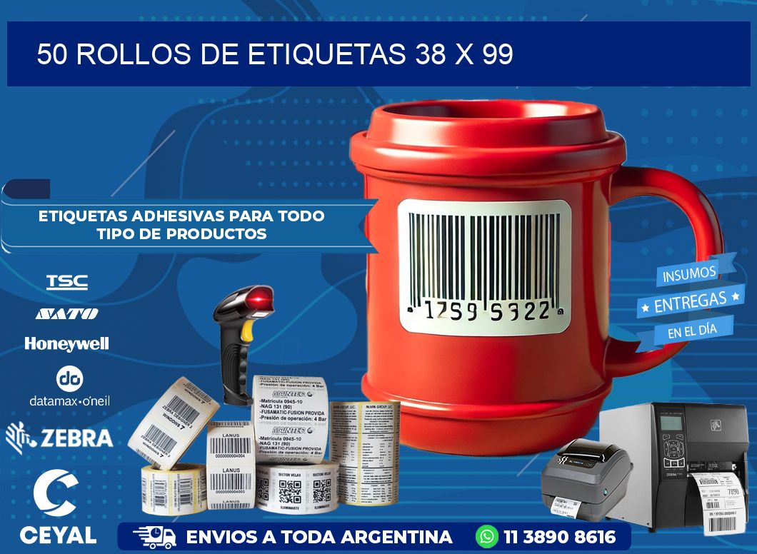 50 ROLLOS DE ETIQUETAS 38 x 99