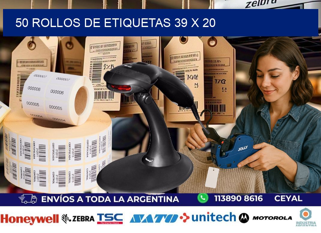 50 ROLLOS DE ETIQUETAS 39 x 20