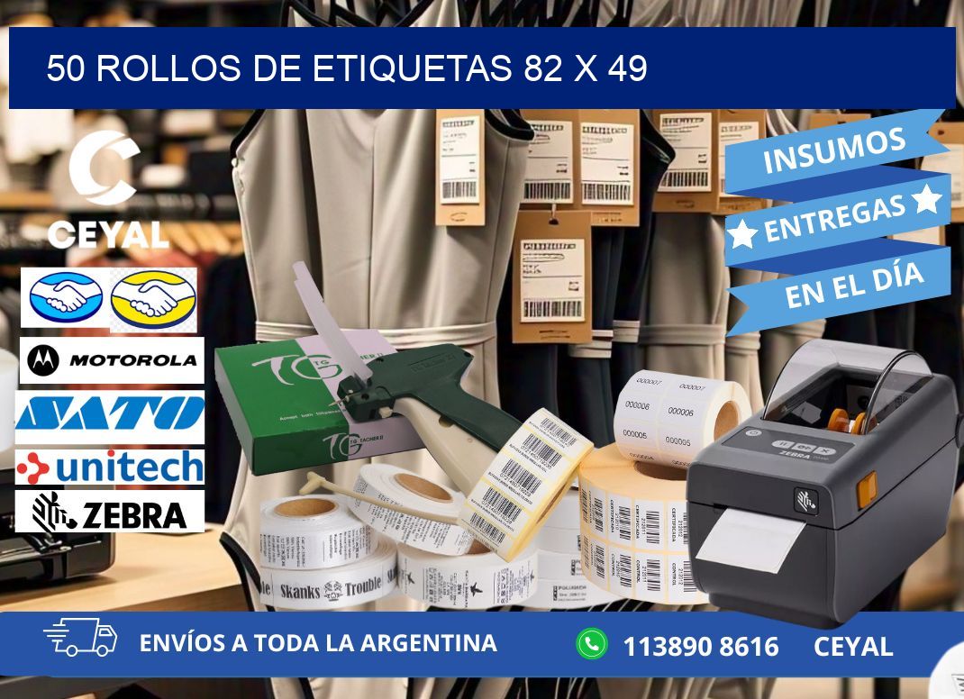 50 ROLLOS DE ETIQUETAS 82 x 49