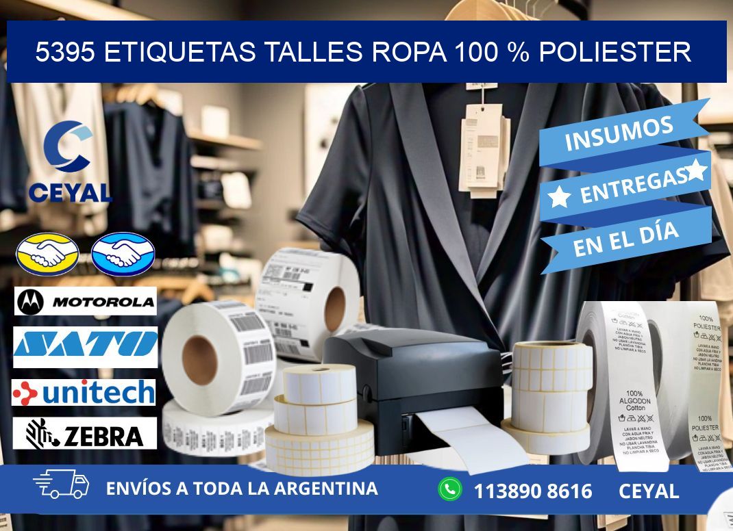 5395 ETIQUETAS TALLES ROPA 100 % POLIESTER