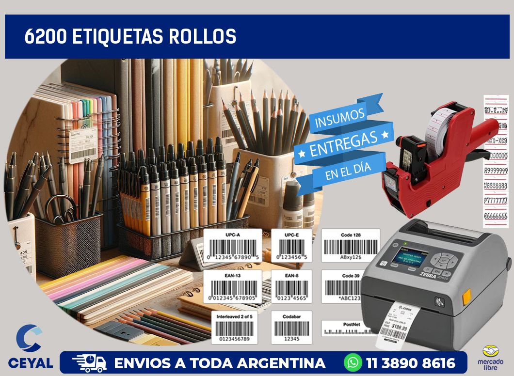6200 etiquetas rollos