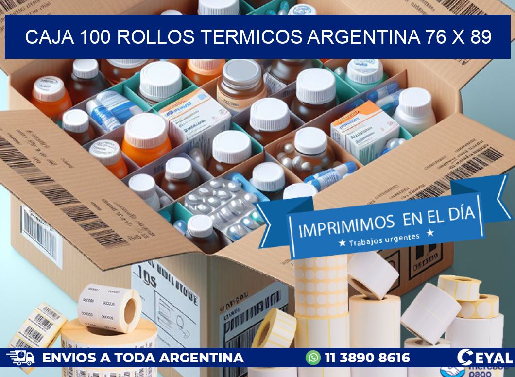 CAJA 100 ROLLOS TERMICOS ARGENTINA 76 x 89