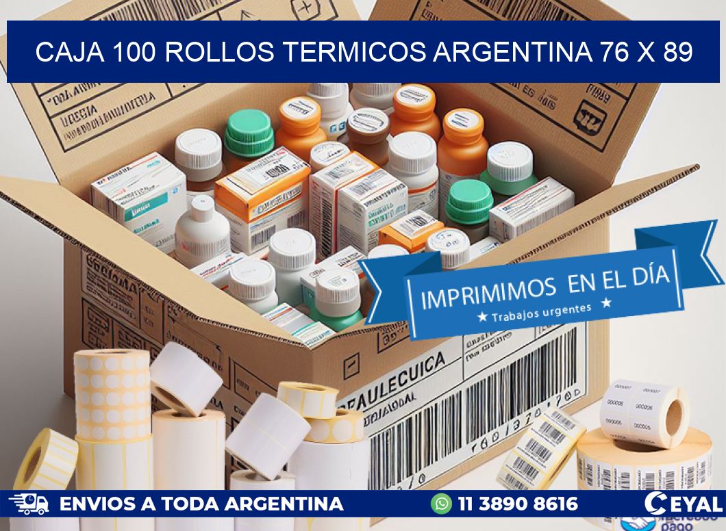 CAJA 100 ROLLOS TERMICOS ARGENTINA 76 x 89
