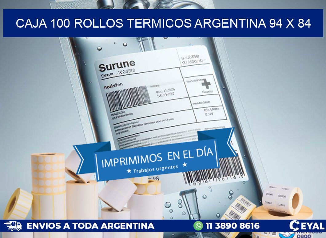 CAJA 100 ROLLOS TERMICOS ARGENTINA 94 x 84