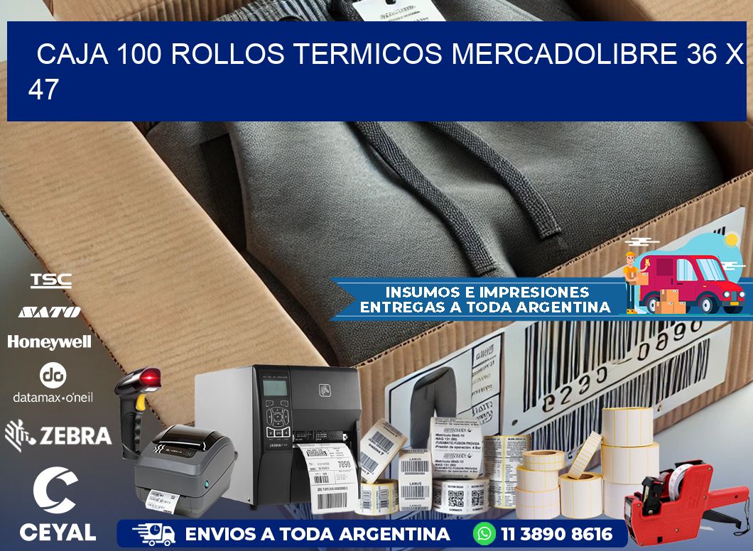 CAJA 100 ROLLOS TERMICOS MERCADOLIBRE 36 x 47