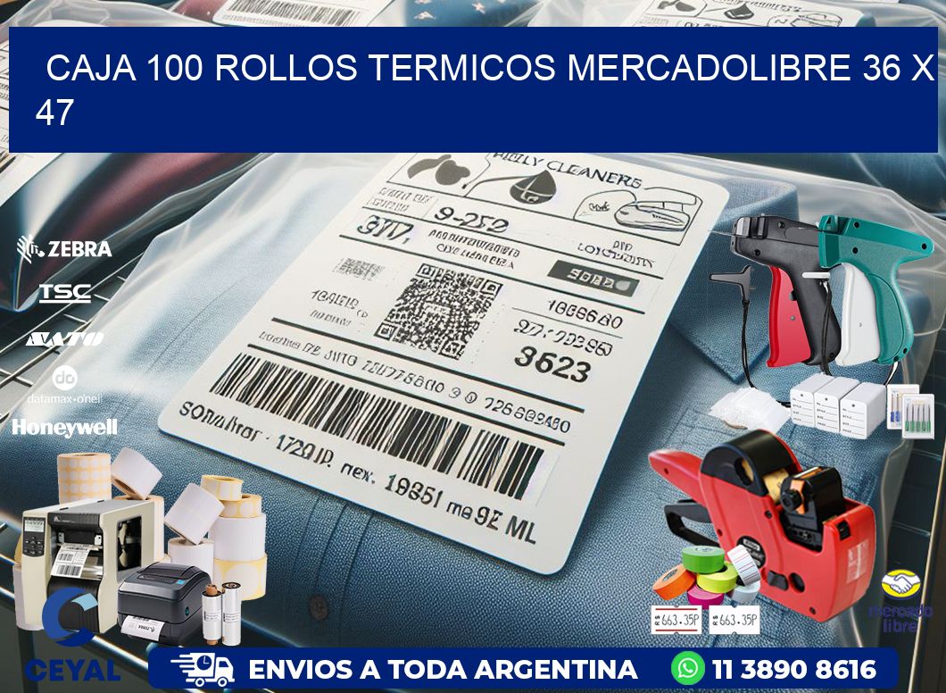 CAJA 100 ROLLOS TERMICOS MERCADOLIBRE 36 x 47