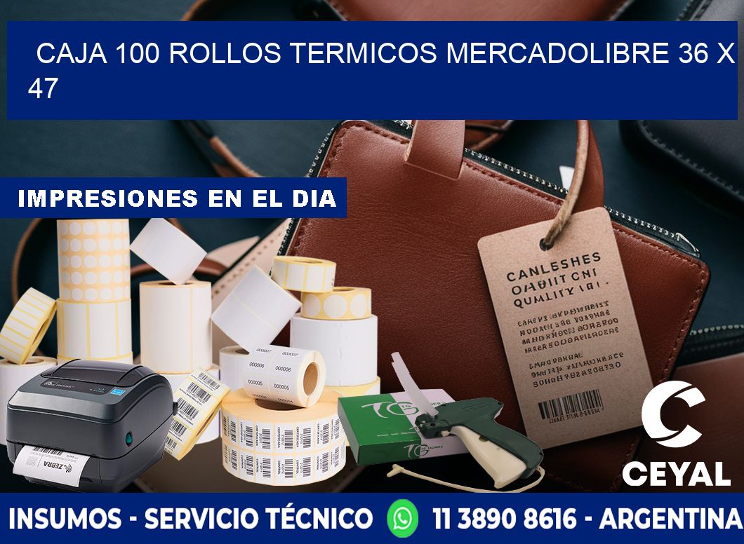 CAJA 100 ROLLOS TERMICOS MERCADOLIBRE 36 x 47