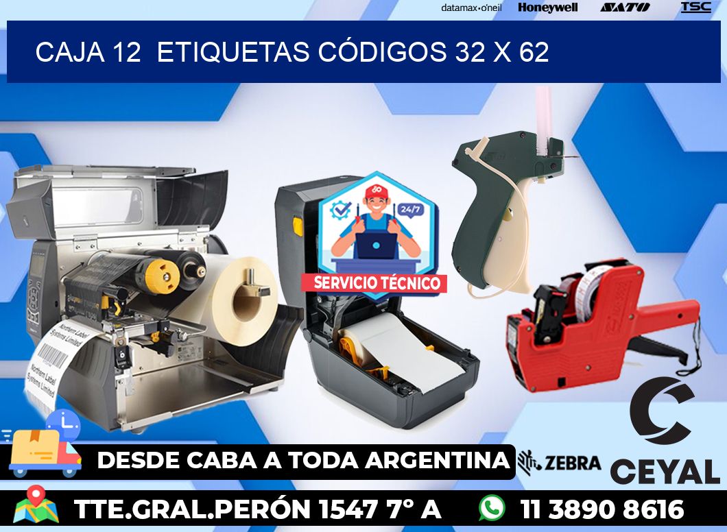 CAJA 12 ETIQUETAS CÓDIGOS 32 x 62