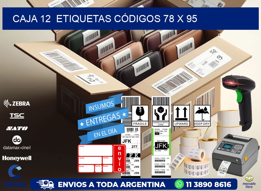CAJA 12 ETIQUETAS CÓDIGOS 78 x 95