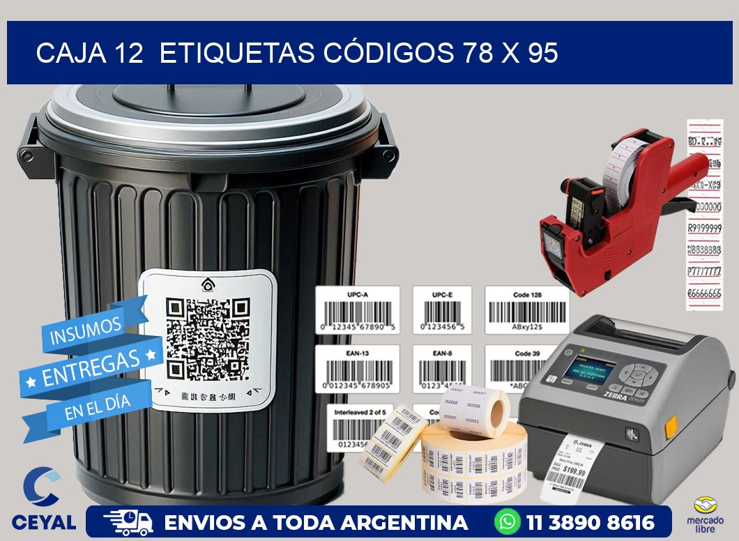 CAJA 12  ETIQUETAS CÓDIGOS 78 x 95