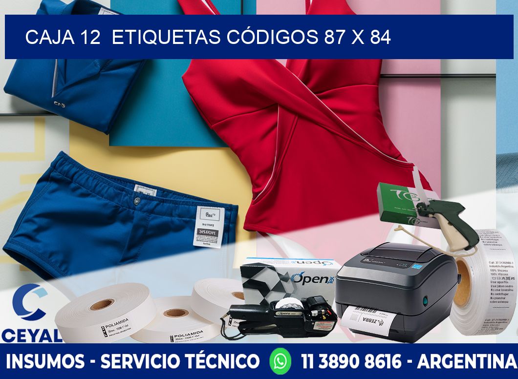 CAJA 12  ETIQUETAS CÓDIGOS 87 x 84