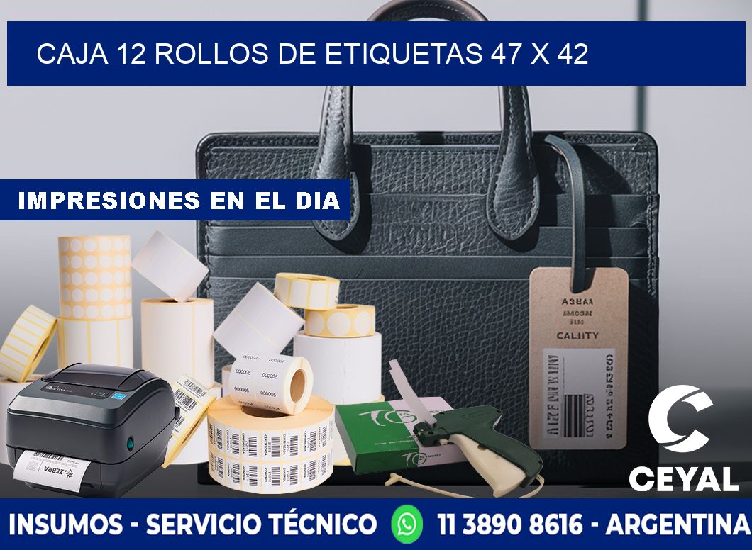 CAJA 12 ROLLOS DE ETIQUETAS 47 x 42