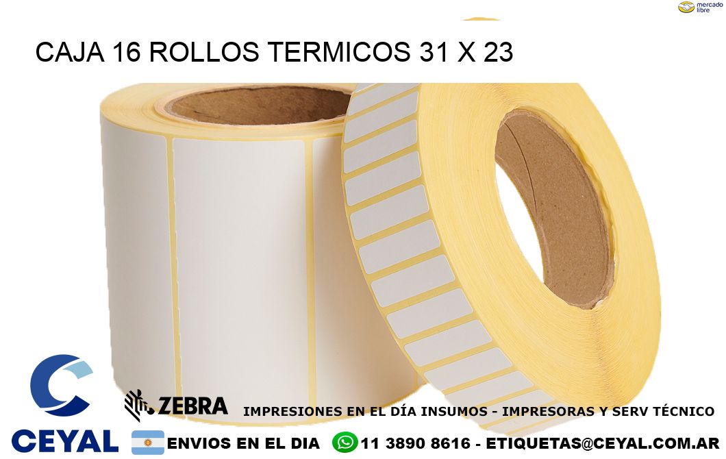 CAJA 16 ROLLOS TERMICOS 31 x 23