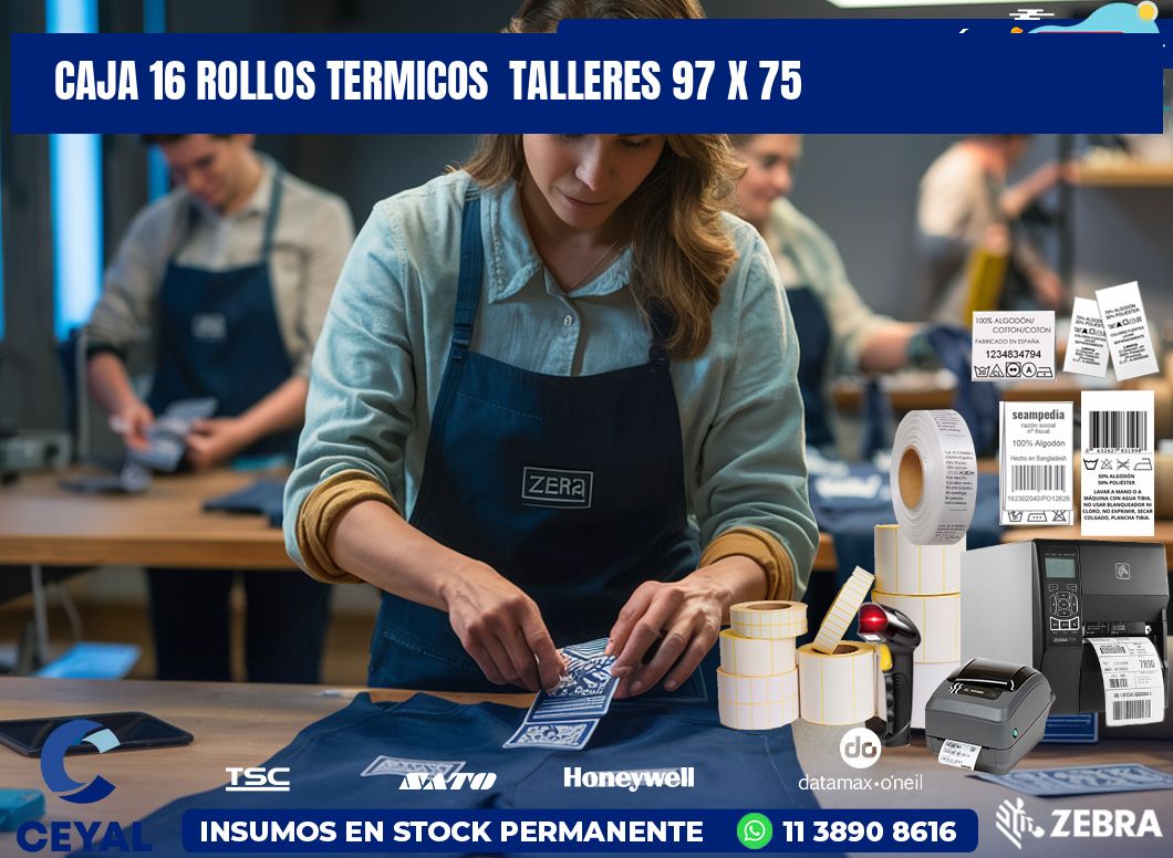 CAJA 16 ROLLOS TERMICOS  TALLERES 97 x 75