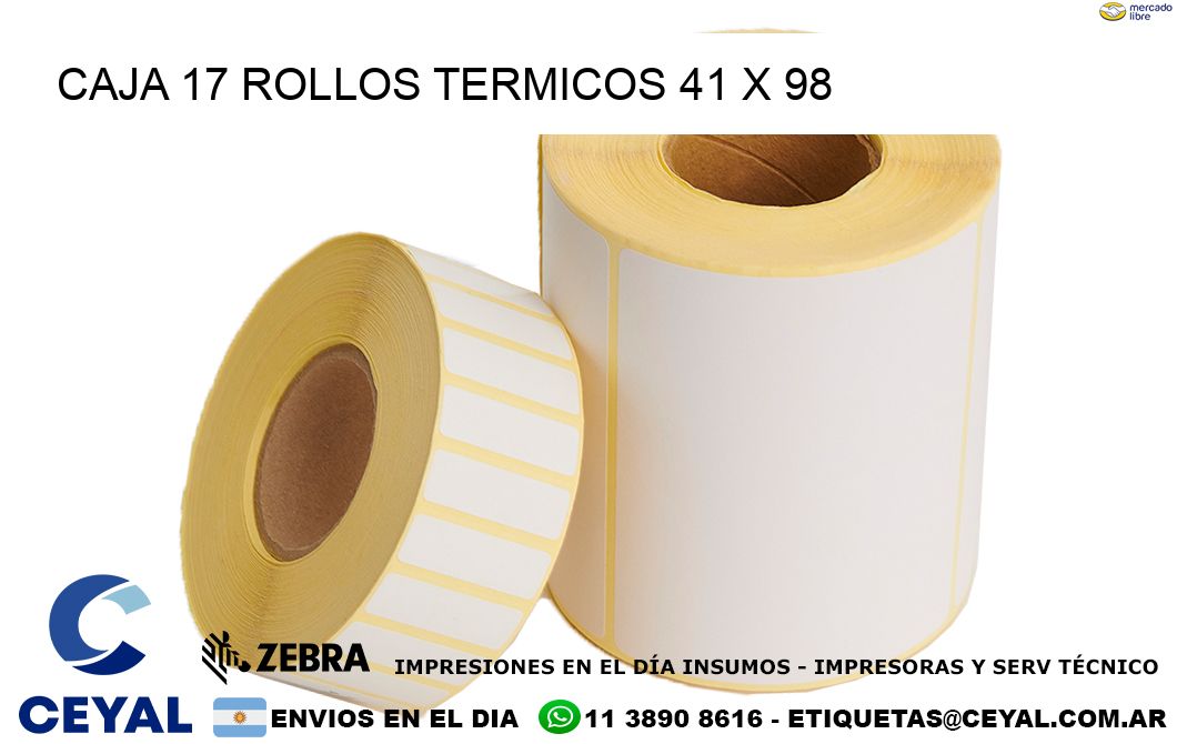CAJA 17 ROLLOS TERMICOS 41 x 98