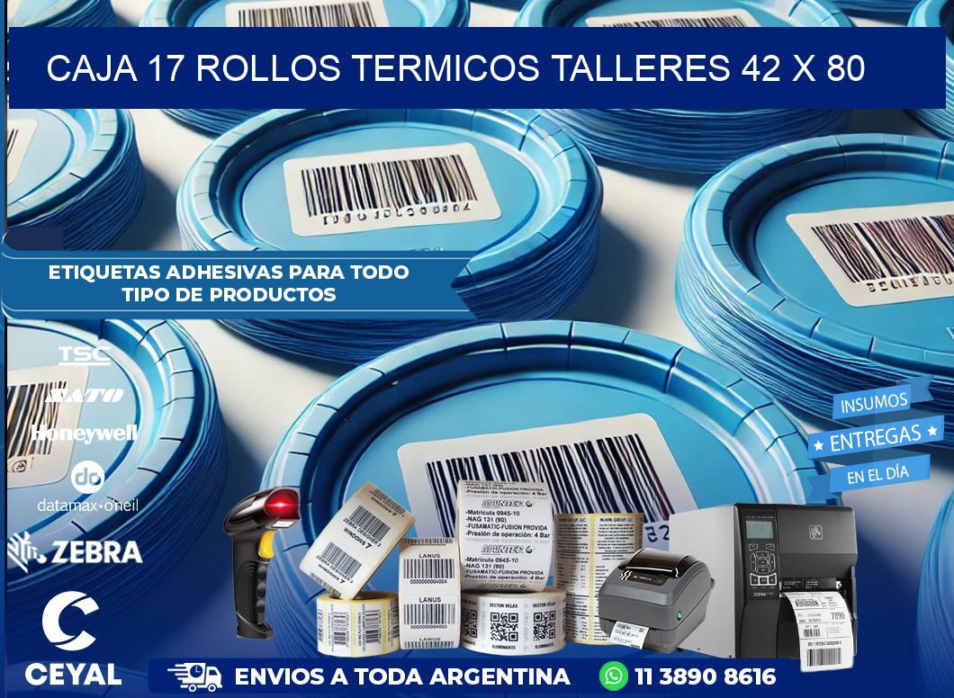 CAJA 17 ROLLOS TERMICOS TALLERES 42 x 80