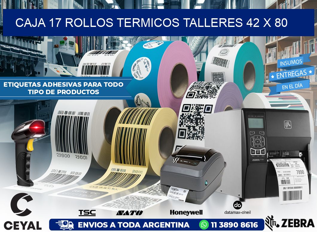 CAJA 17 ROLLOS TERMICOS TALLERES 42 x 80