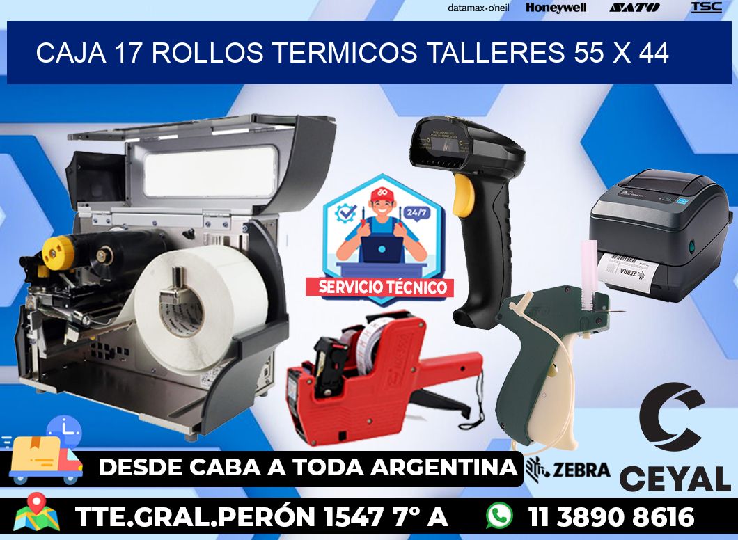 CAJA 17 ROLLOS TERMICOS TALLERES 55 x 44