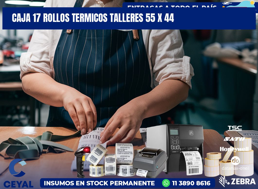 CAJA 17 ROLLOS TERMICOS TALLERES 55 x 44