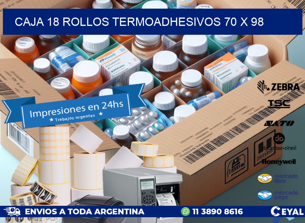 CAJA 18 ROLLOS TERMOADHESIVOS 70 x 98